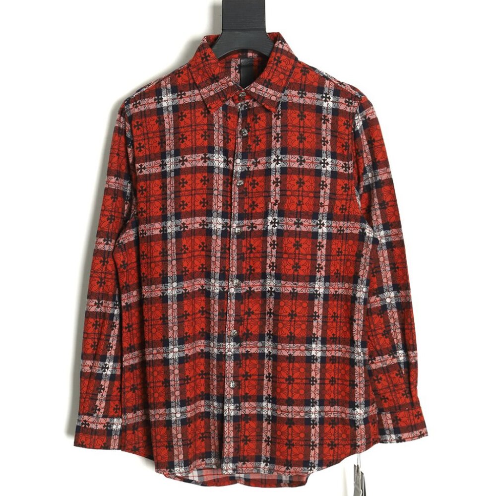 Chrome Hearts All-Over Logo Plaid Shirt